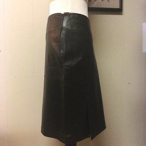 Genuine Black Leather Skirt - Medium